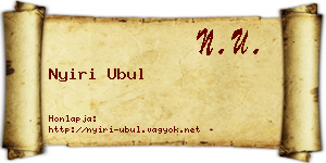Nyiri Ubul névjegykártya